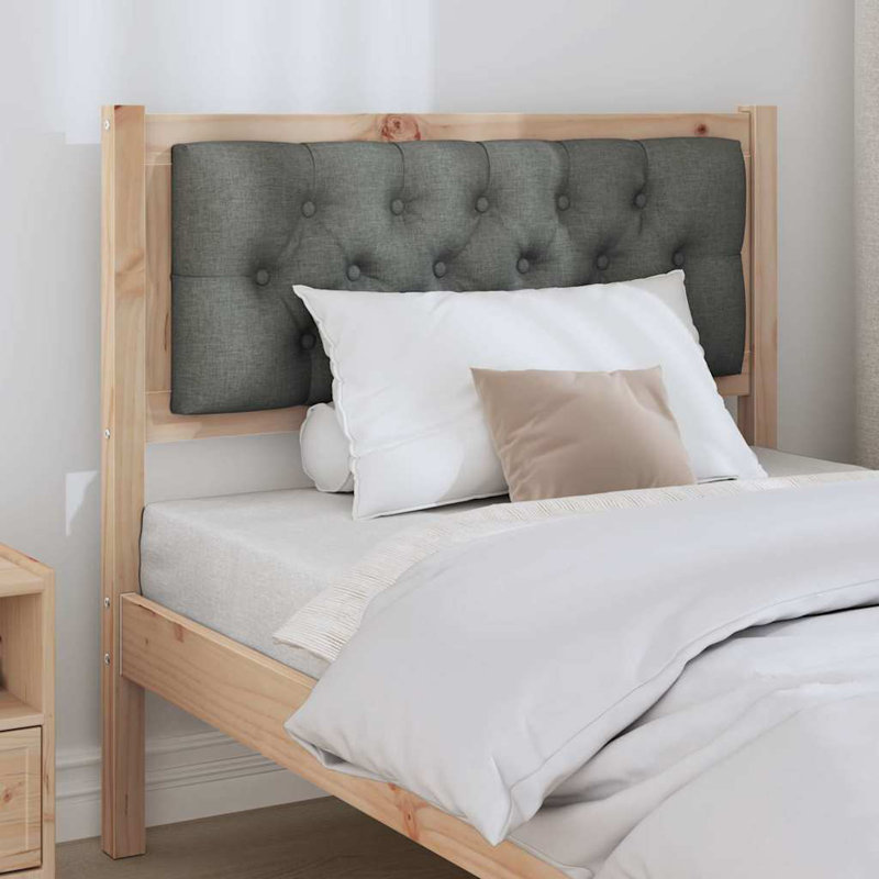 Solid Wood Headboard, UK Single - DE 90 x 190 cm, Brown, Dark Grey