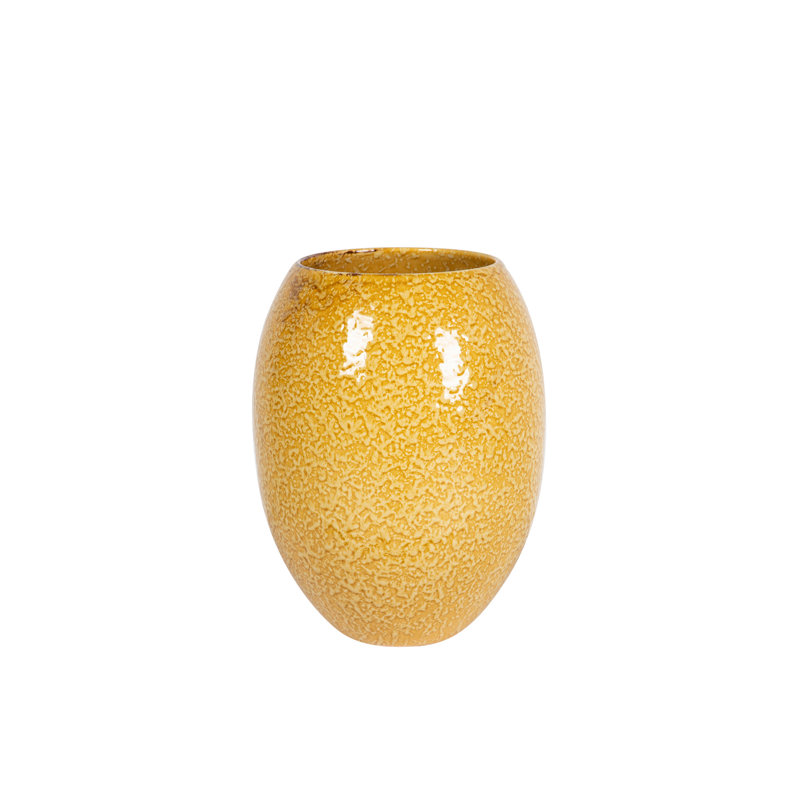YELLOW CERAMIC VASE, overall height- 26cm