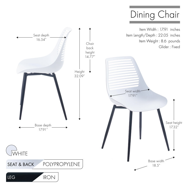 44cm H Ladder Back Side Chair, White