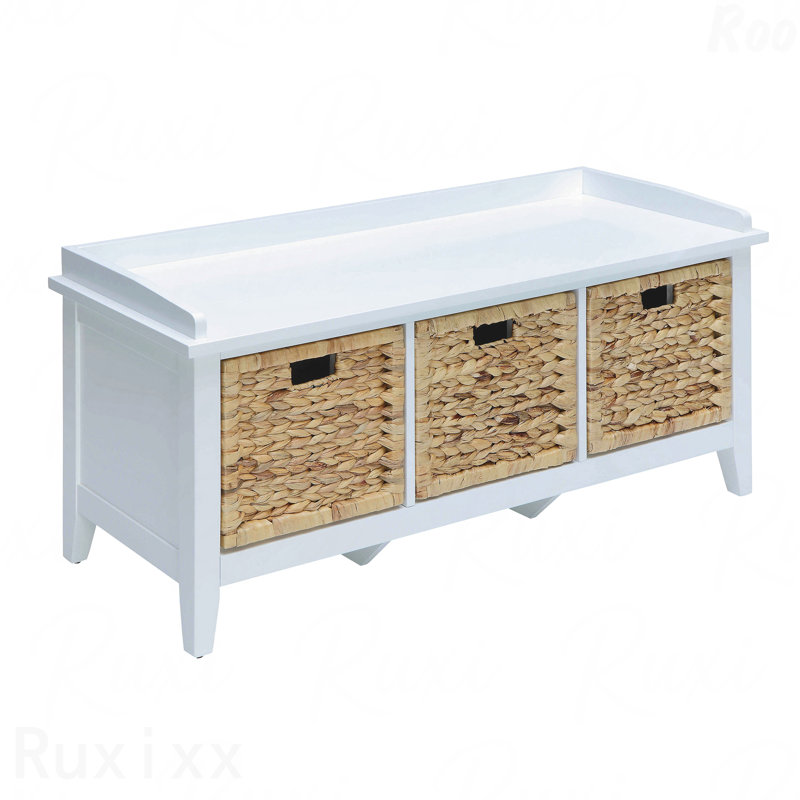 Bench - With 3-Drawer Under-Seat Storage, Beige