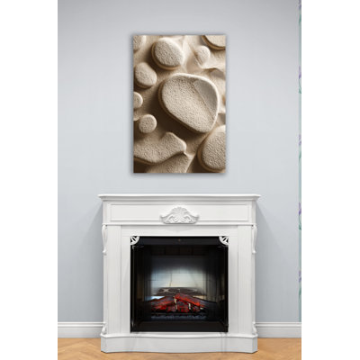 Abstract Organic Shapes Tempered Glass Wall Art, Minimalist Beige Stone Texture Print, Modern Zen Home Decor, Japandi Neutral Earth Tones Mural