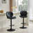 Set Of 2 Height Adjustable Bar Stools, Black PU Upholstered Tufted Back Chairs With Black Metal Base & Footrest For Kitchen Island, Bar, Pub-1265147178-1265147179