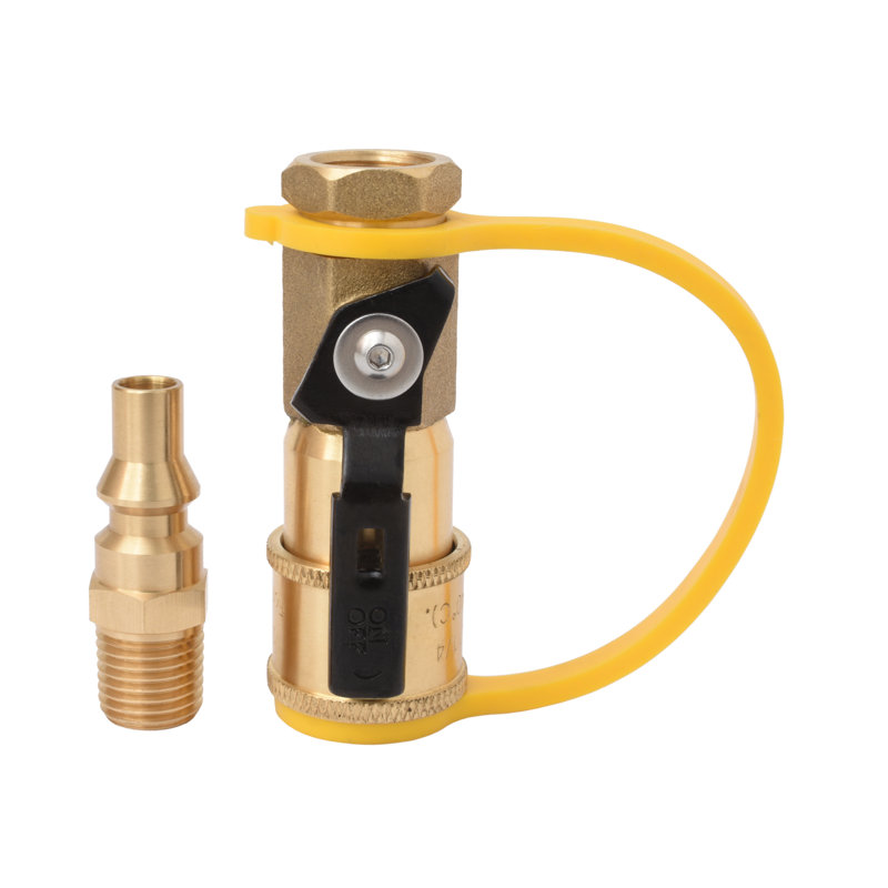 Flame King 1/4" RV Propane Quick Connect Adapter for Propane Hose, Shutoff Valve & Full Flow Plug