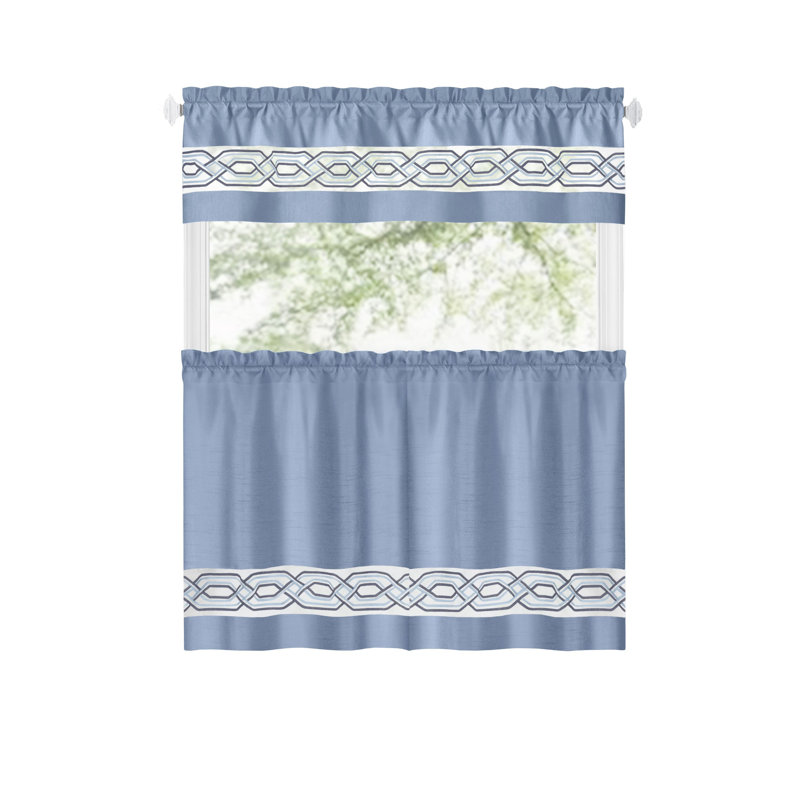 Elyus Tailored Kitchen Curtain, 55" W x 24" L, Blue