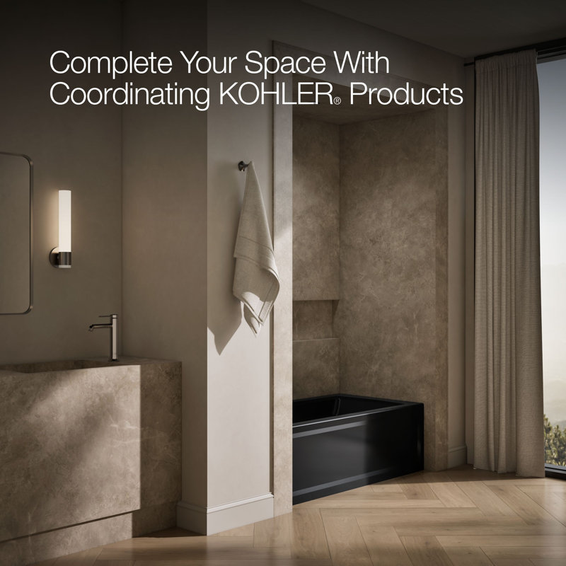 Archer 60" x 32" Alcove/Tile Soaking Bathtub, Black, Left