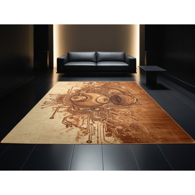Tapis brun moelleux moelleux et moelleux au look rustique moderne