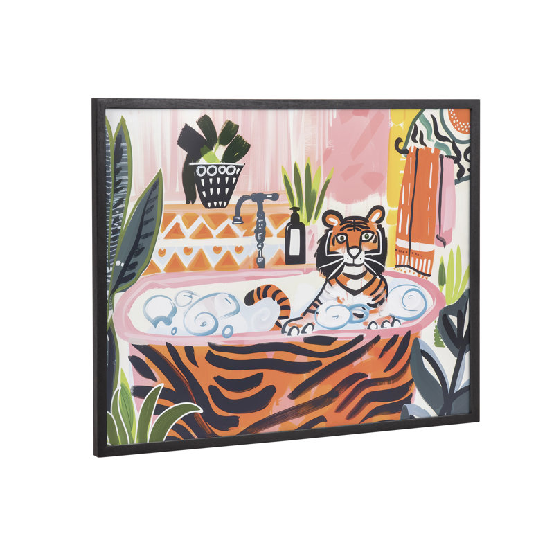 Art mural mignon avec salle de bain, H 20,65 po x l 16,65 po, Encadrement brun clair