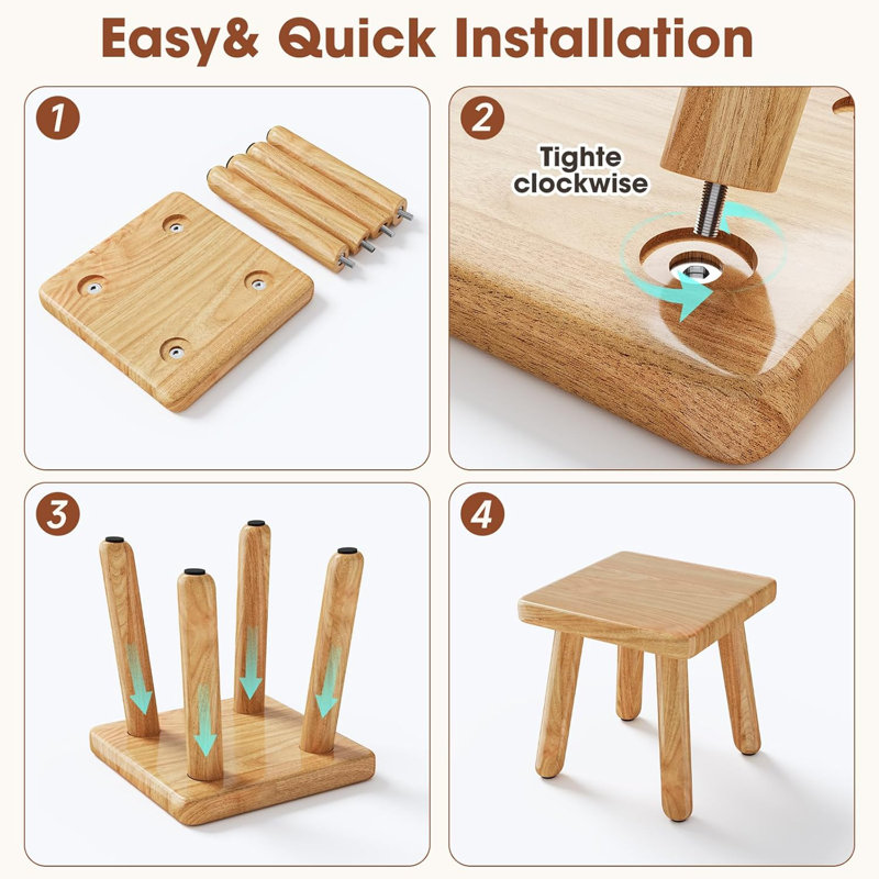 9 Inch Small Wooden Step Stool