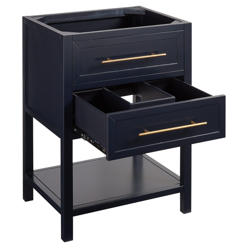 24" Robertson Single Bathroom Vanity Set with Rectangular Undermount Sink, Arctic White Quartz, No Drillings