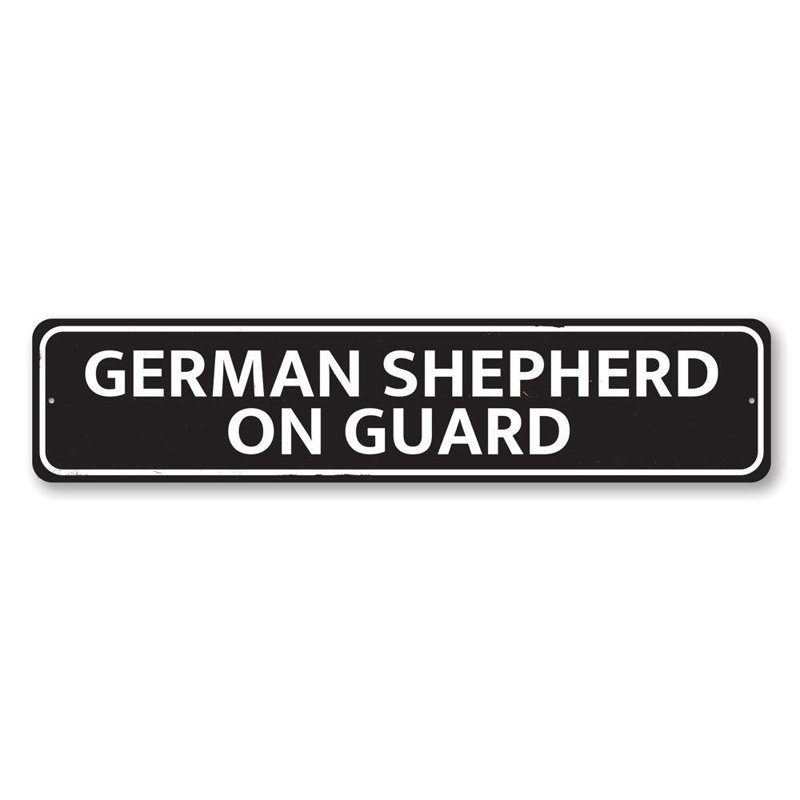 Signe en aluminium sur mesure berger allemand sur ses gardes, H 6 po x l 24 po x P 0,063 po