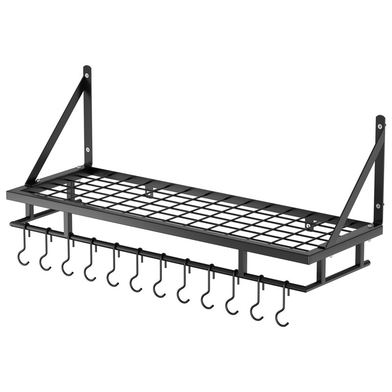 Iron Wall Mounted Pot Rack, Black