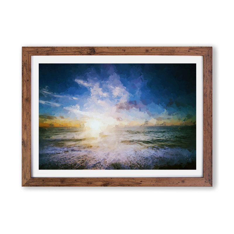 Abstract Beach in San Diego - Framed Print, 62cm H x 87cm W x 2cm D, Walnut