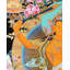 Manjushree avec cinq Bouddha (Brocadeless Thangka)
