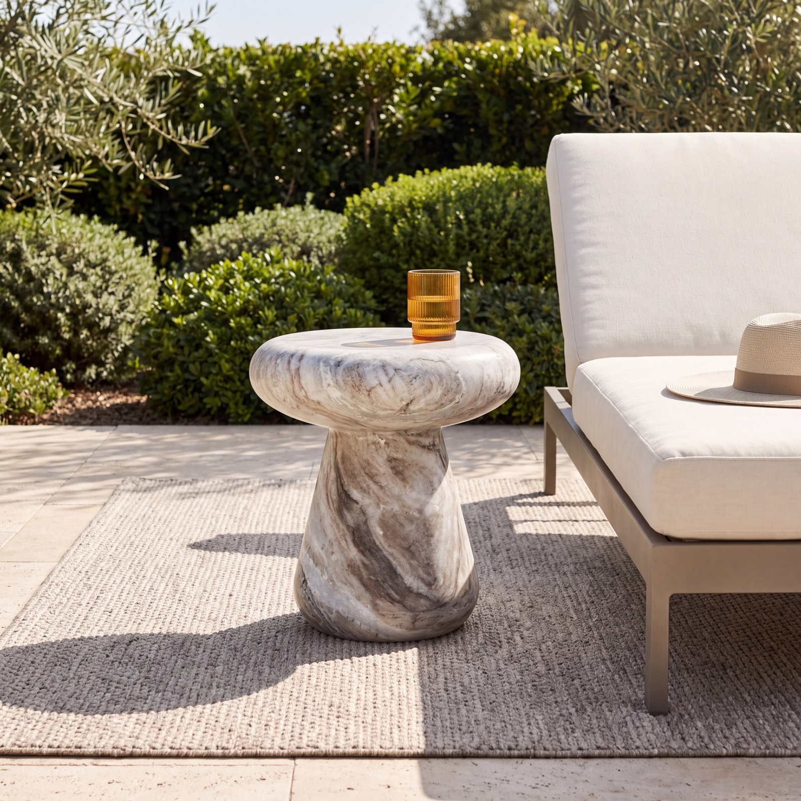 17'' Marble Outdoor Side Table