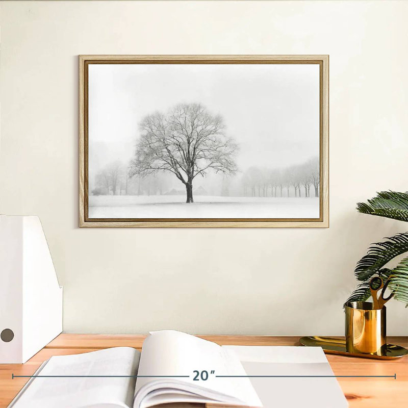 Standing Alone, 13" X 9", Floating Frame Natural Wood