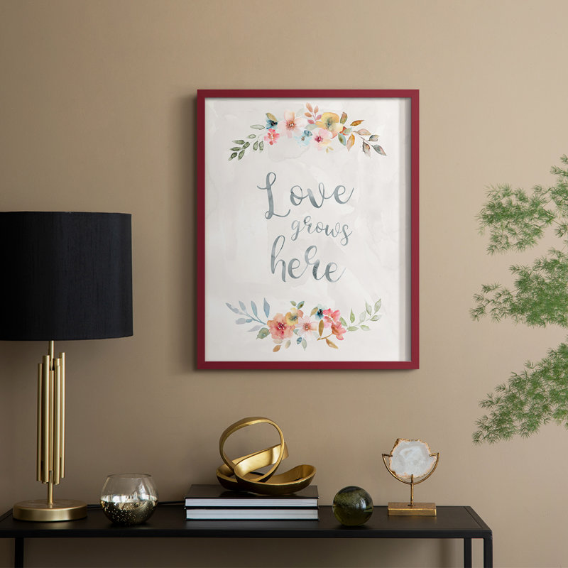 «Floral Love», reproduction encadrée - bois massif, H 30 po x l 24 po, Rouge