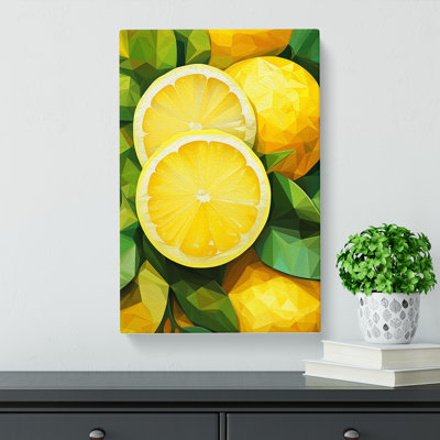 Lemon Fruit Geometric - Wrapped Canvas
