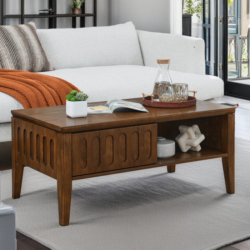 Table basse cannelée moderne Mid Century
