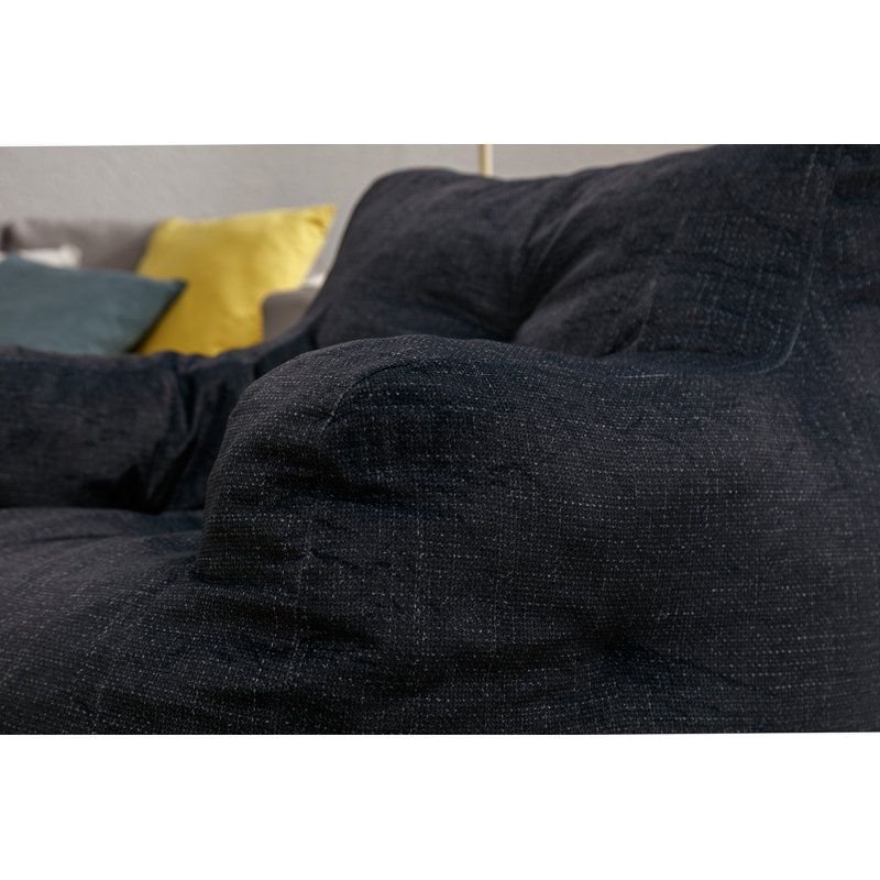 Aeri Compression Medium Adult Soft Fabric Bean Bag Chair With Foam Filled, Dark Gray Cotton Blend