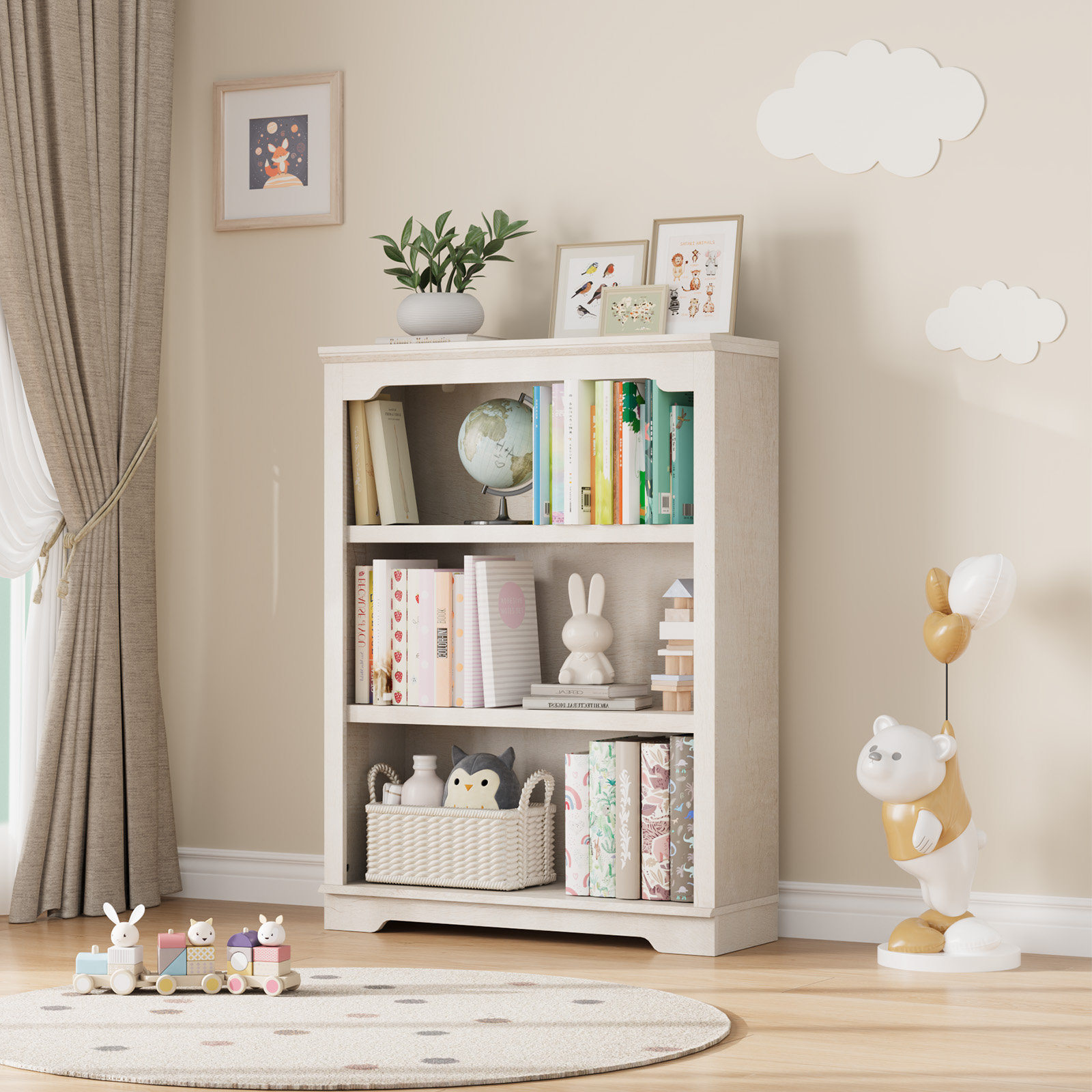 Winston Porter Luper 42.1"Tall Wood Bookcase for Office with 3-Shelf and Storage & Reviews | Wayfair