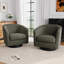 Upholstered Swivel Barrel Chair With Solid Wood Base-969865258