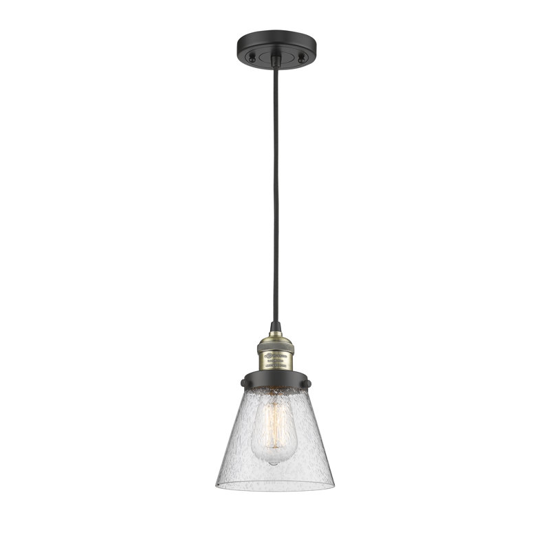Hanlon 1 - Light Single Pendant, Clear, Satin Gold, 6 Watt Vinage LED Bulb