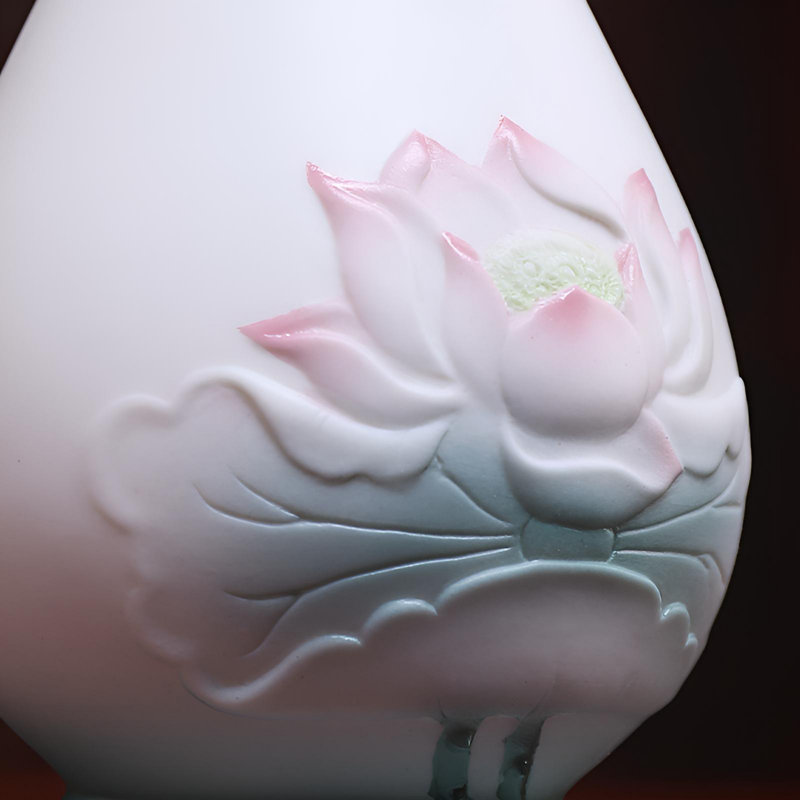 Vase en céramique Lotus - Élégante pièce décorative chinoise, H 6,1 po x l 3,14 po x P 3,14 po
