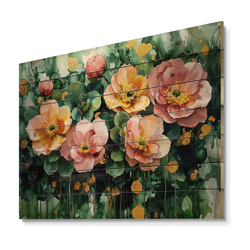 Printemps plante grasse aride - Art mural en bois succulent - sur bois de pin naturel, H 10 po x l 20 po x P 0,78 po