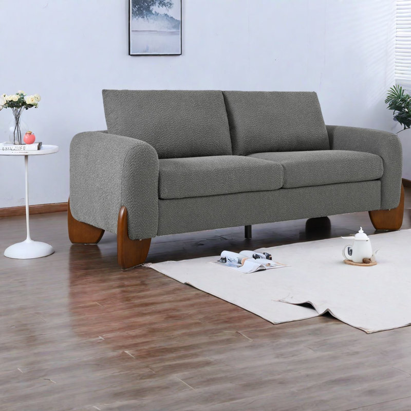 Canapés modulaires 3 pièces, polyester bouclé, structure en bois moderne pour la maison