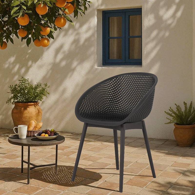 Méridienne pour l'intérieur et l'extérieur, plastique PP moderne résistant aux intempéries, Black