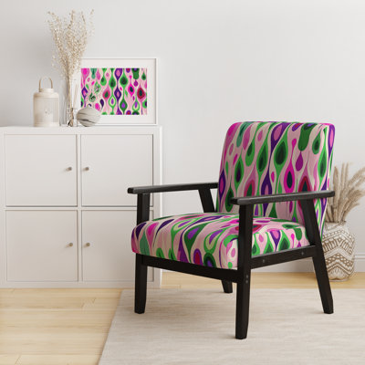 Fauteuil d'appoint Mid-Century rembourré en velours Retro Abstract Drops