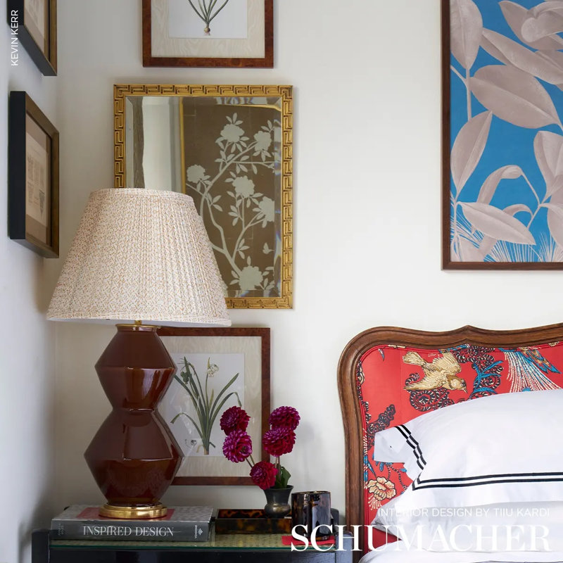 Schumacher x Miles Redd Peacock Fabric, Red
