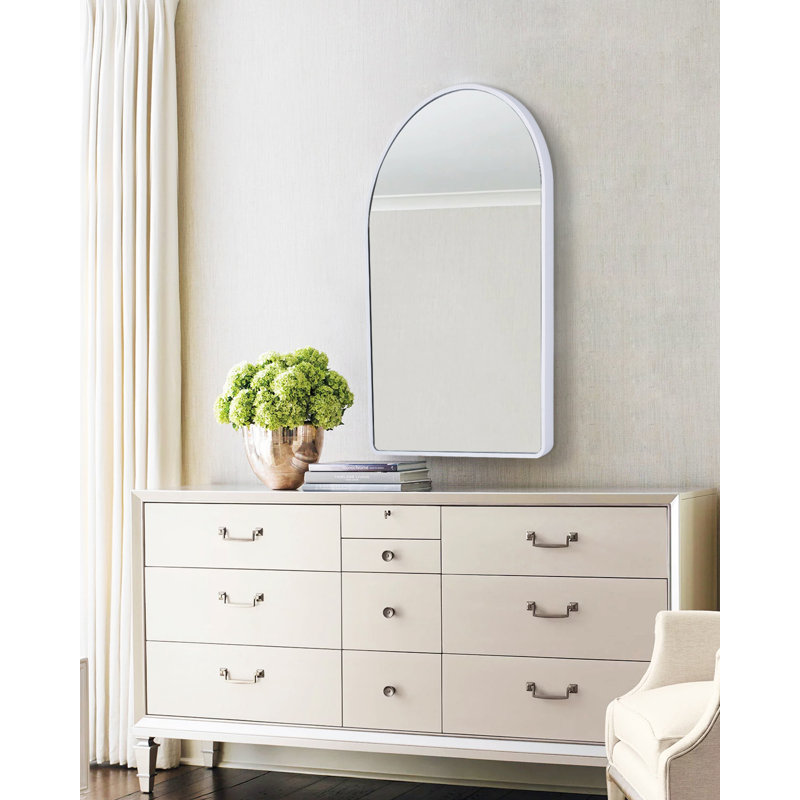 Damiun Metal Flat Wall Mirror, White