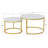 Ronik Round Shape Nesting Coffee Table for Living Room Marble Style Tabletop Gold Metal Frame