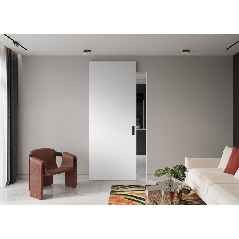 Porte de grange coulissante avec panneau de base et panneau de base Optima, Blanc neige, 27,75 po x 83,23 po