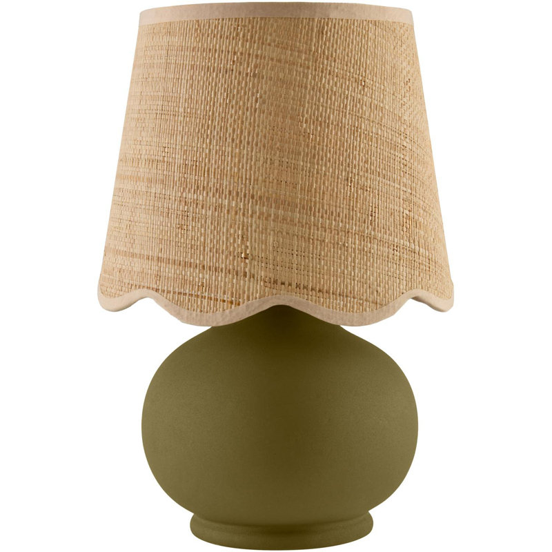 Momsen Table Lamp, Green, Natural, 13"H x 8"W x 8"D