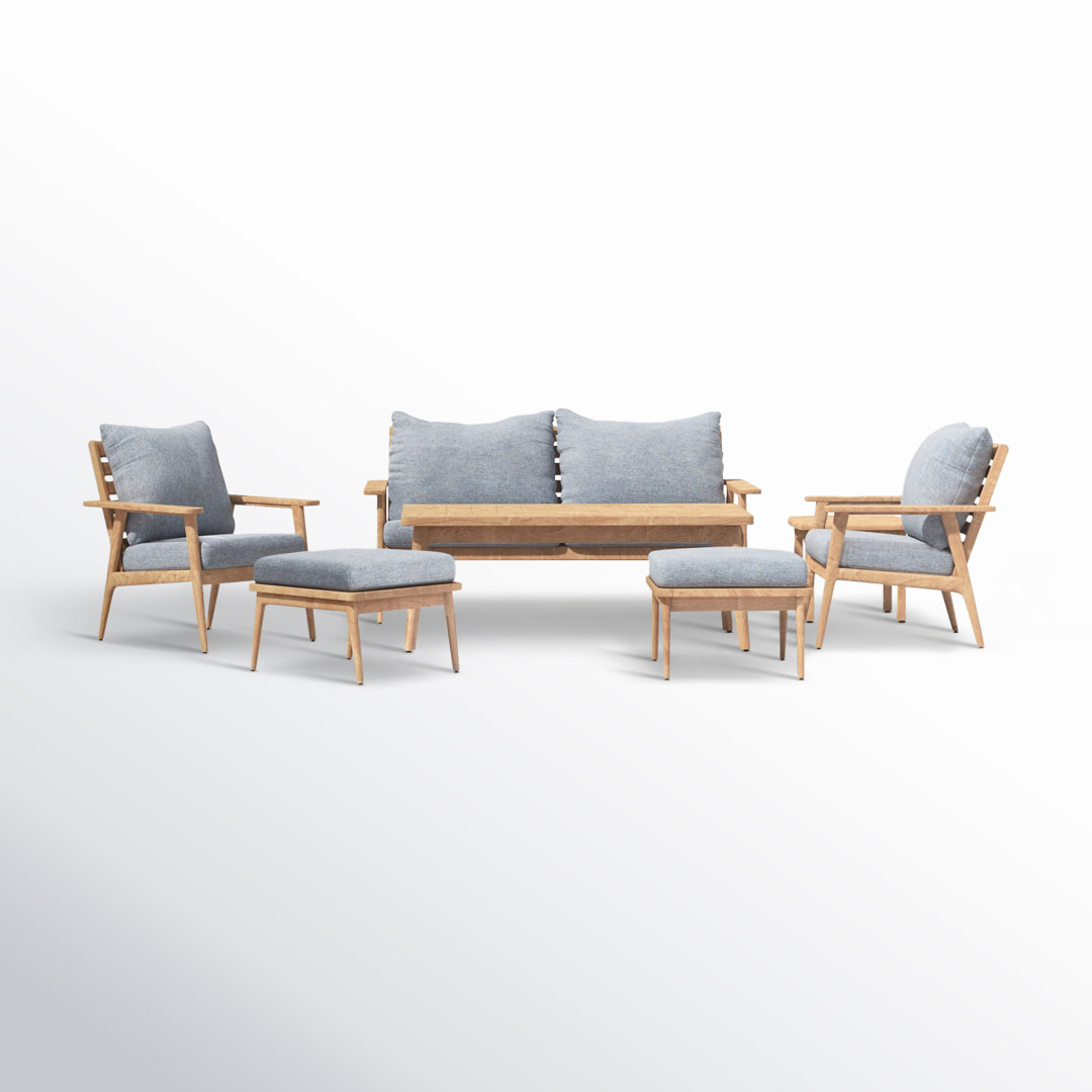 Tempo Teak 6 - Person Patio Conversation Set with Cushions AllModern