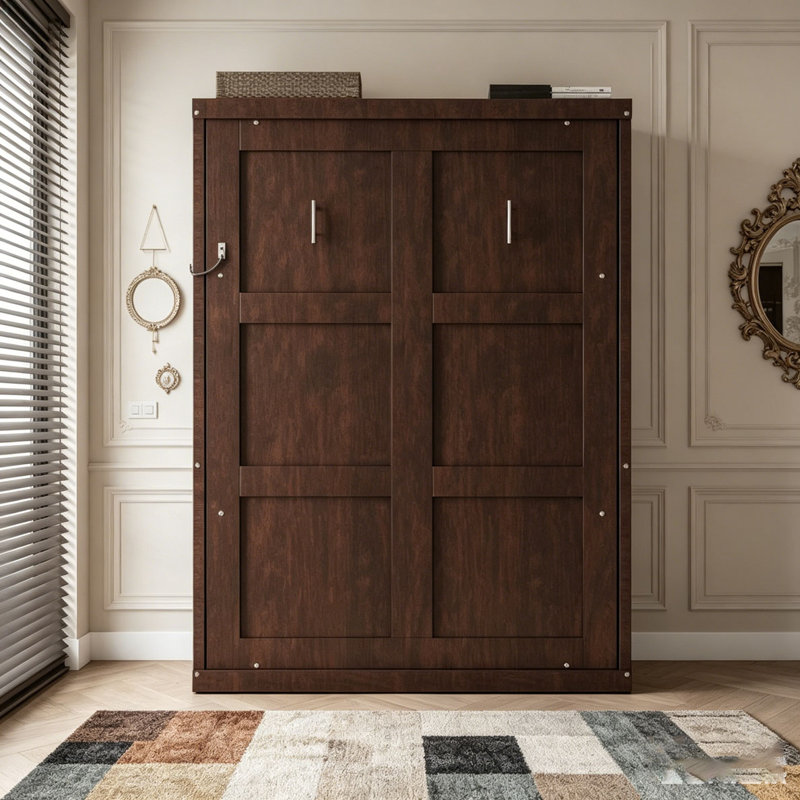 Lit escamotable simple, peut être plié dans une armoire, Lit simple, Espresso