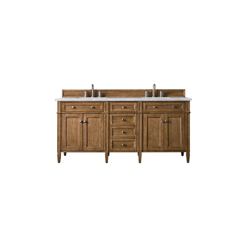 Meuble-lavabo double l 72 po Dussault, Perle jasmin éternelle, Brun selle, 8 po