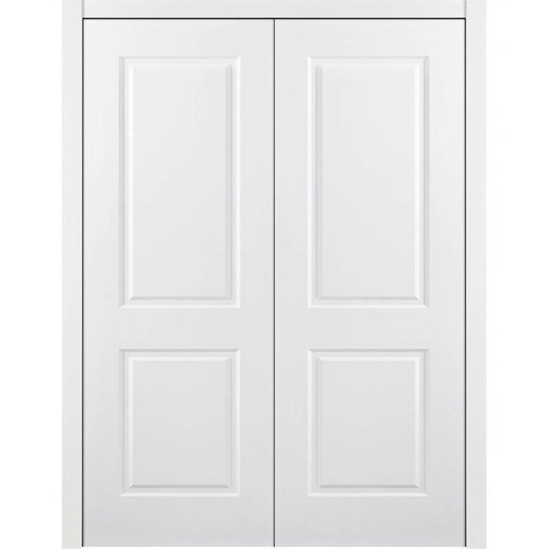 Double porte intérieure intérieure stratifiée 2 panneaux pré-suspendu blanc, 36 po x 80 po, Réversible