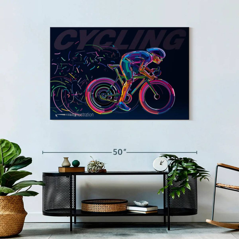 Sirci abstrait à vélo, H 30 po x l 45 po