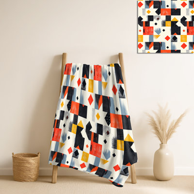 Minimal Quilt III – Patchwork Warm Blanket, Contemporary Cozy Throw