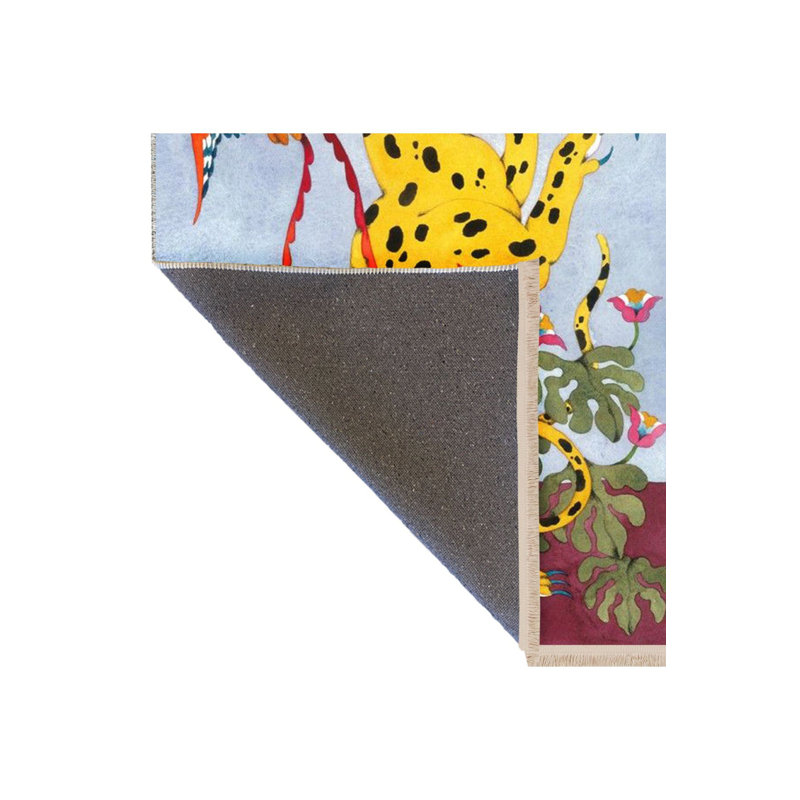 Tapis décoratif moderne à motif léopard et perroquet, Sous-tapis rectangulaire 2 pi 6 po x 4 pi 11 po