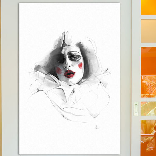 " Red Lips " by Alexis Marcou, 12" H x 8" W x 0.75" D, Wrapped Canvas, No Mat