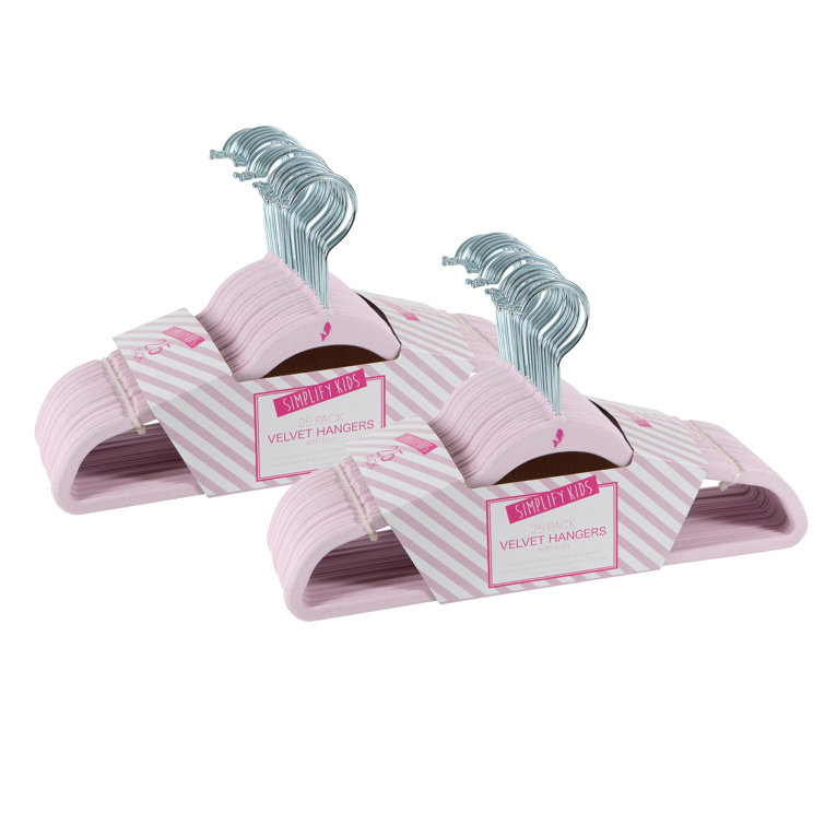 Simplify Kids Velvet Hangers - Pink - 100 Pack