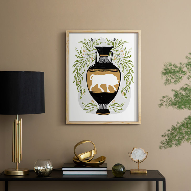 «Greek Vases IV», reproduction encadrée - bois massif, H 21 po x l 17 po