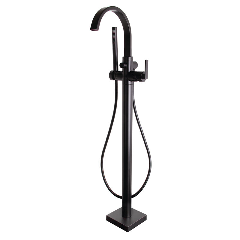 Lura Single Handle Floor Mounted with Handshower, Matte Black