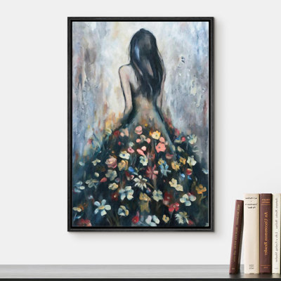 " Abstract Woman With Flower Skirt Artistic Female Silhouette Modern Whimsical "