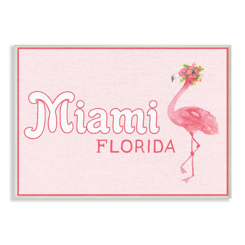 Impression d’art textuel, "miami florida flamant rose" par daphne polselli, 10 po x 15 po, Sans cadre