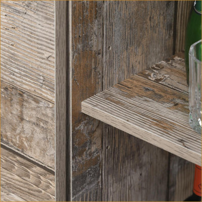 Kitchen Buffet with Hutch | Farmhouse Rustic Sliding Barn Door, Adjustable Shelves | MDF | 26”W x13.5”D x64.5”H